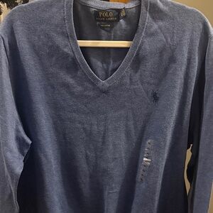 Ralph Lauren Men’s Navy V-Neck Sweater
Soft Pima Cotton